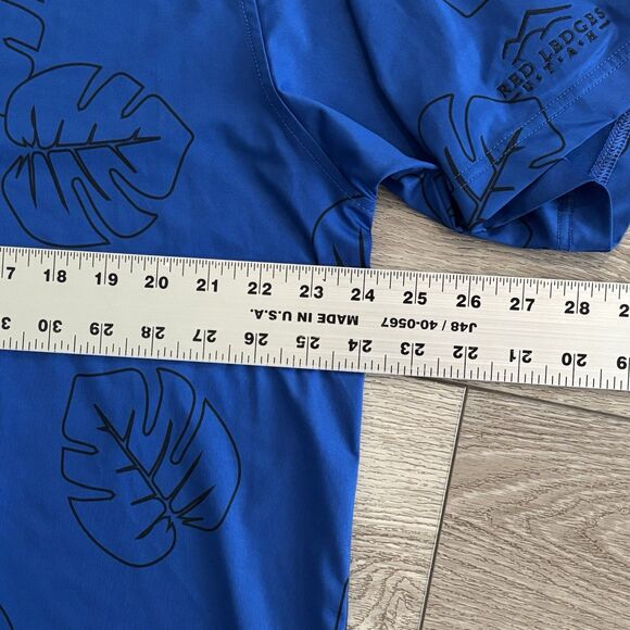 FootJoy Golf Polo Shirt Mens Large Blue Leaf Print All Over Print Stretch Preppy - Picture 6 of 8